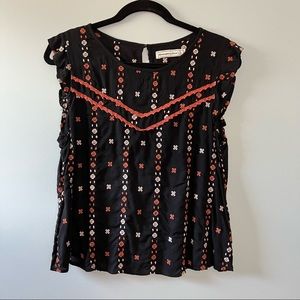 Abercrombie and Fitch Black Floral Embroidered Tank